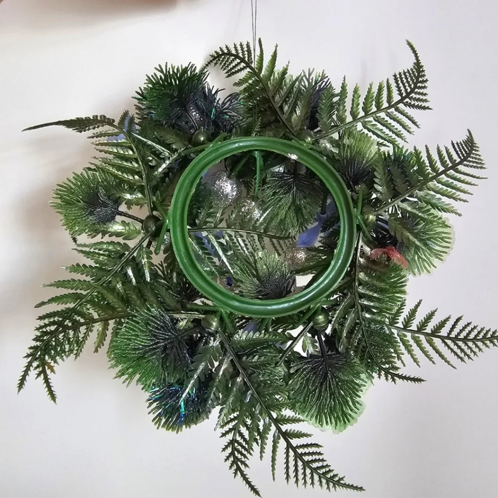 Vintage Mini Icy Blue Decorated Christmas Wreath